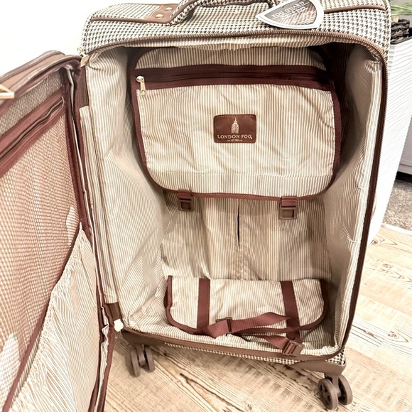 London Fog Oxford III 29”Spinner Luggage suitcase travel bag olive houndstooth - Picture 13 of 16